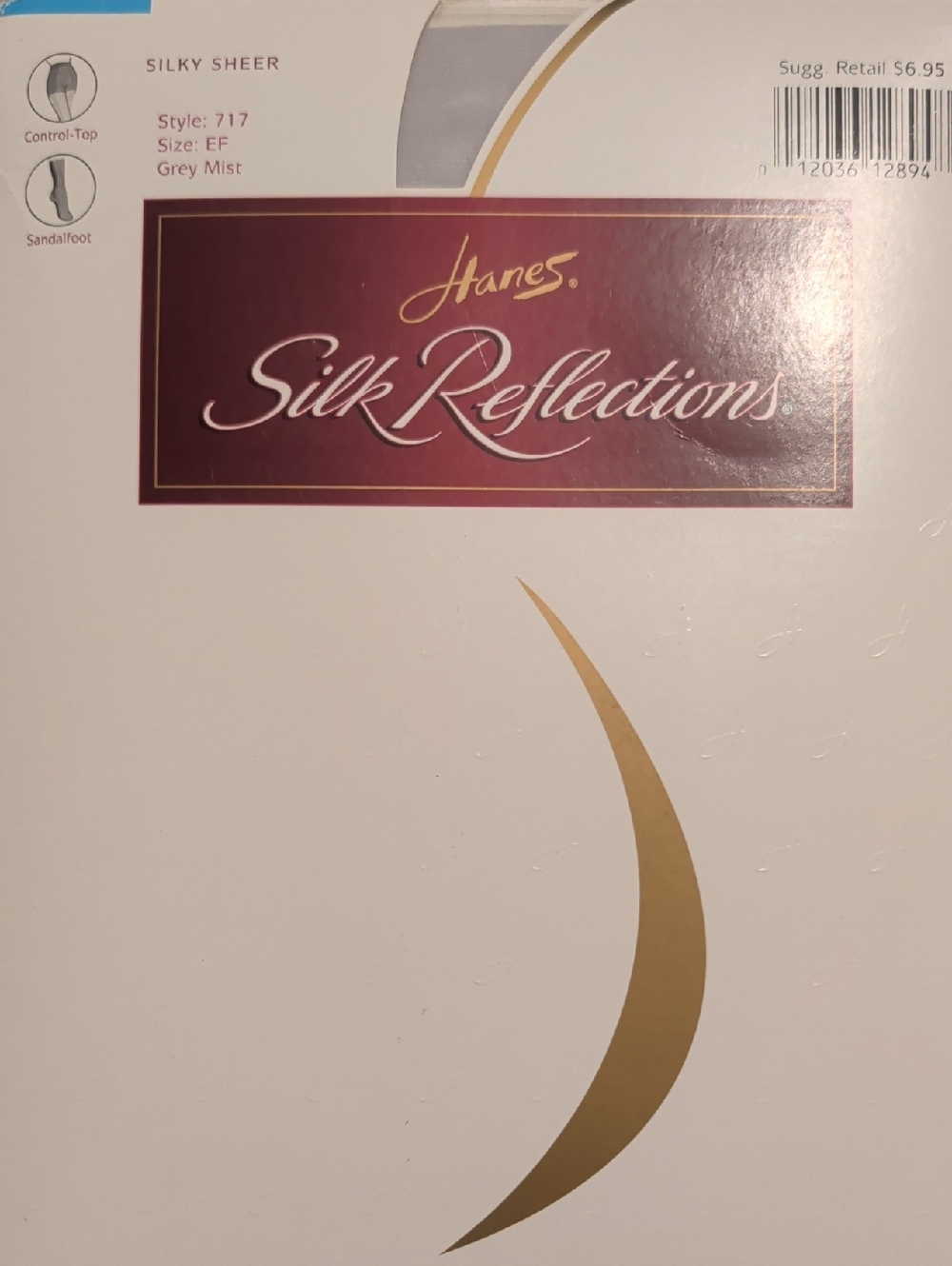 NWT Hanes Silk Reflections Hosiery - Grey Mist Size EF Control Top/Sandlefoot